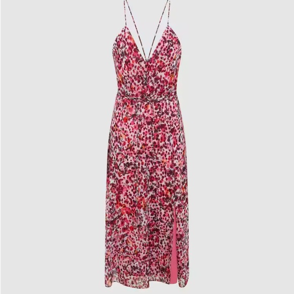 Reiss Pippa Floral Printed Midi Dress in Pink Size 4P NWT - Picture 5 of 11